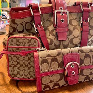 Three-piece Magenta Coach Bags